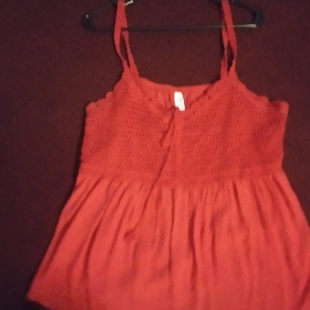 Red Crochet Style Spaghetti Tank